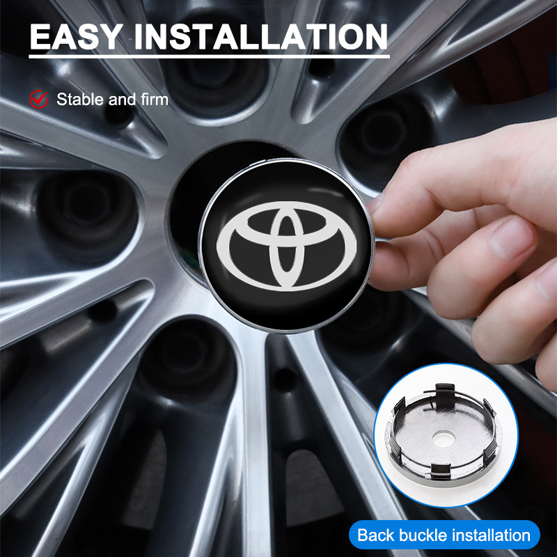 4 ชิ้น 60 มม.57 มม.62 มม.รถศูนย์ล้อ Hub Cap สําหรับ Toyota Rav4 Yaris Avensis Corolla Camry Crown ขอบฝาครอบสติกเกอร์สัญลักษณ์อุปกรณ์เสริมอัตโนมัติ