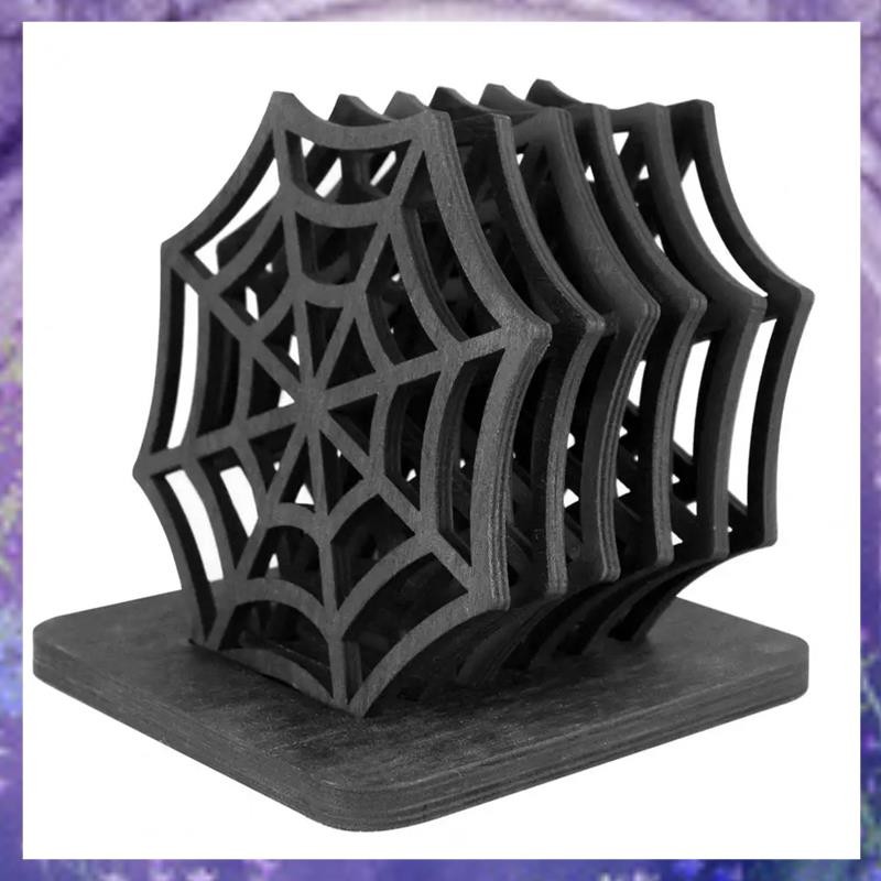 Spider Coaster Table Decor Spooky Spider Web Coasters Festive Halloween Table Placemats สําหรับตกแต่