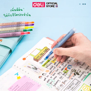 ชุดปากกาไฮไลท์ 6 สี Deli รุ่น S624 สำหรับเน้นข้อความ (จำหน่าย 1 ชุด / 6 สี / 6 ด้าม)