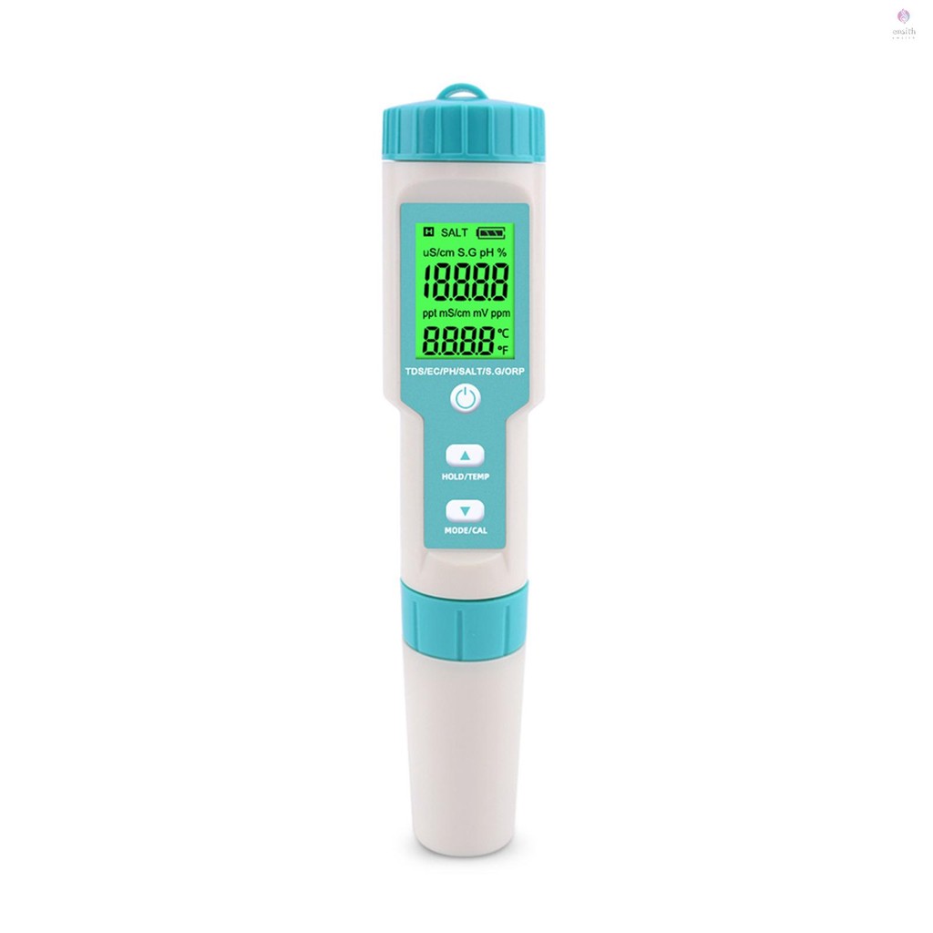 E*M 7 in 1 PH/TDS/EC/ORP/SG/Salinity/อุณหภูมิ Multi-Parameter Pocket Water Quality Tester พร้อมอิเล็