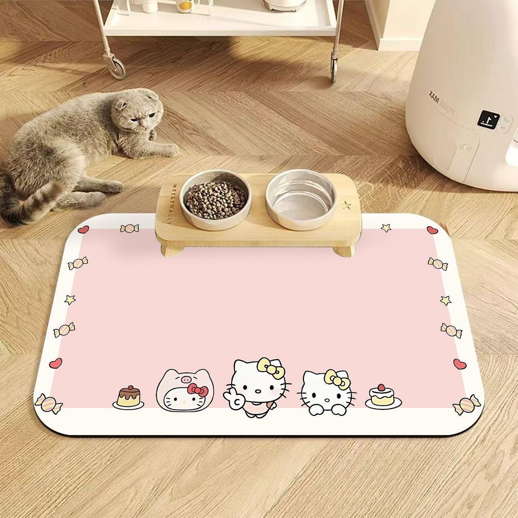 การ์ตูนขนาดกลาง Katie Pet Placemat กันน้ําขัด PVC เสื่อสัตว์เลี้ยงแมวสุนัข Universal Eating Bowl Mat