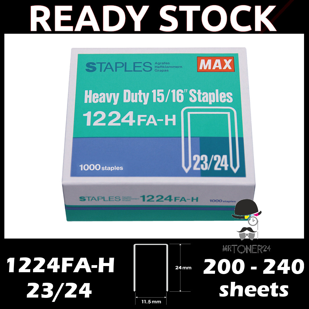 Max 1224 Staples Bullet 15/16" 1210FA-H / ML 1224FAH 1224FA 23/24 2324 สําหรับ Heavy Duty Stapler 1000 ชิ้น/กล่อง