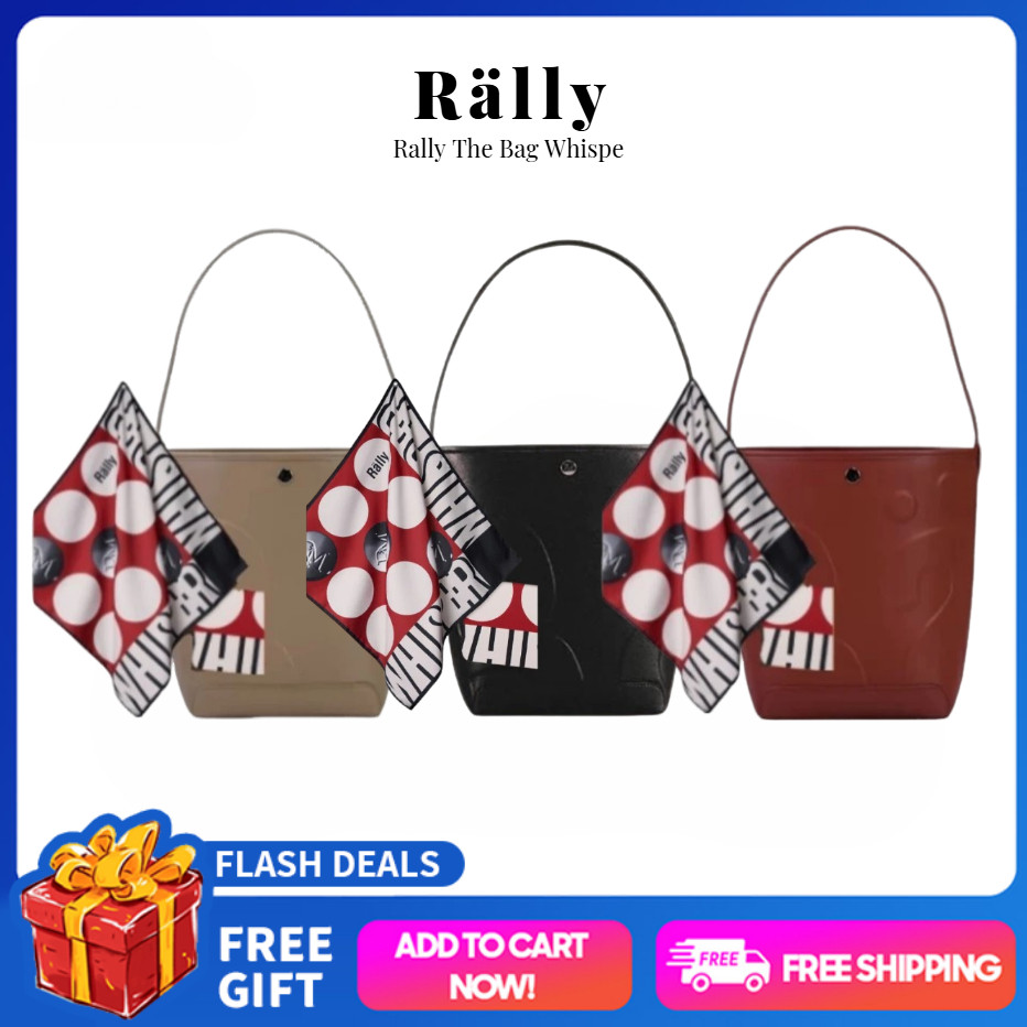 【สินค้าพร้อมส่ง】100%แท้ Rally The Bag Whisper- กระเป๋าหนังทรง Bucket ลายโลโก้ ของแท้