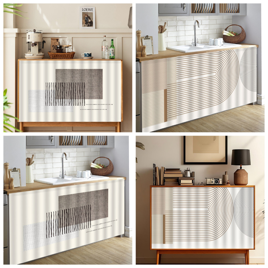 แนะนำ ผ้าม่าน ผ้าม่านตู้ครัวนอร์ดิกม่านกาวในตัวที่เรียบง่ายฝุ่นตู้ม่านตกแต่งบ้าน ราคาพิเศษ มีเก็บเงินปลายทาง