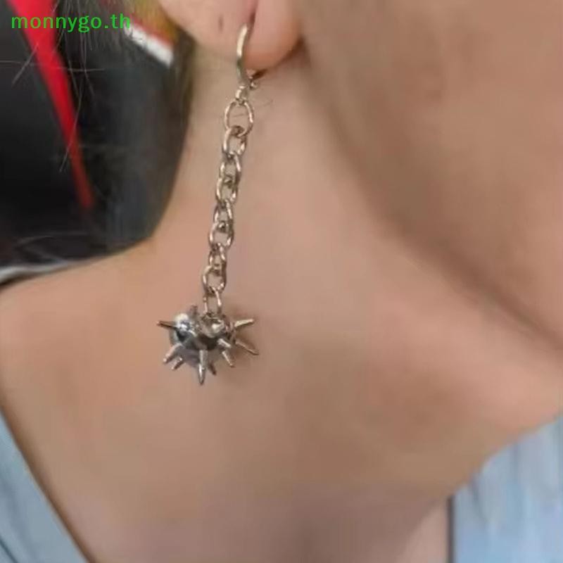 Monnygo Gothic Spiry Heart Sel Dangle Earrings สไตล์ Y2K Punk และ Grunge กับการออกแบบที่มีหนามและหัว