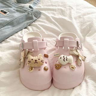 รองเท้าแตะสำหรับฤดูร้อน ออกแบบน่ารัก การ์ตูนแมวและปลาขนาดเล็…