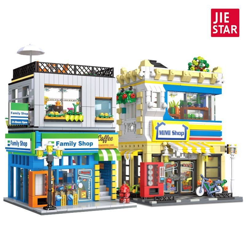Monchichi hipper Monchichi hipper 89116-17 Street View Store พร้อมไฟ Building Block ร้านสะดวกซื้อประ
