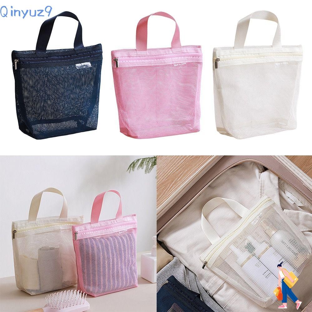 QINYUZ9 Storage Hadbag, Transparent Reuse Mesh Toiletry Bag, Gifts Portable Large Capacity Lingerie 