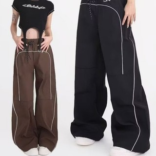 [Ready Stock] American style new fashion overalls trousers men's loose versatile sweatpants black gray brown overalls unisex M-3XL