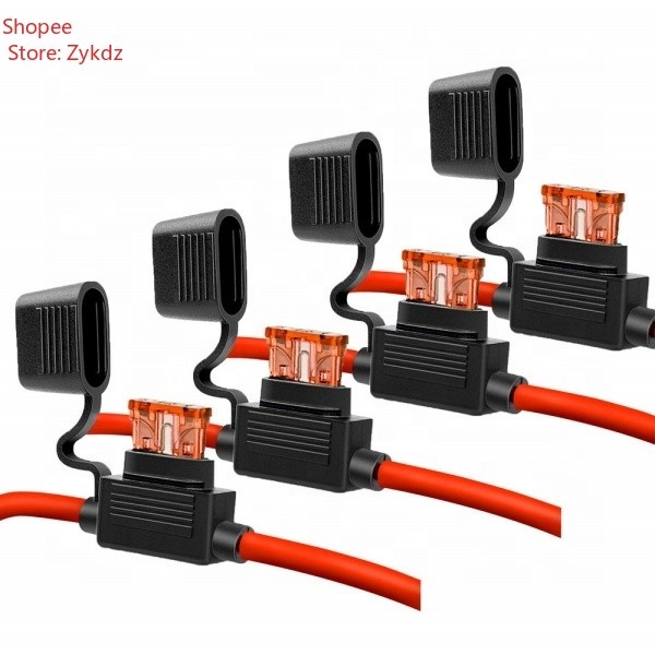 สต็อกคุณภาพสูง 10 Gauge Fuse Holder 10AWG Inline Fuse Holder 40 AMP ATC Blade ฟิวส์ 4 แพ็ค