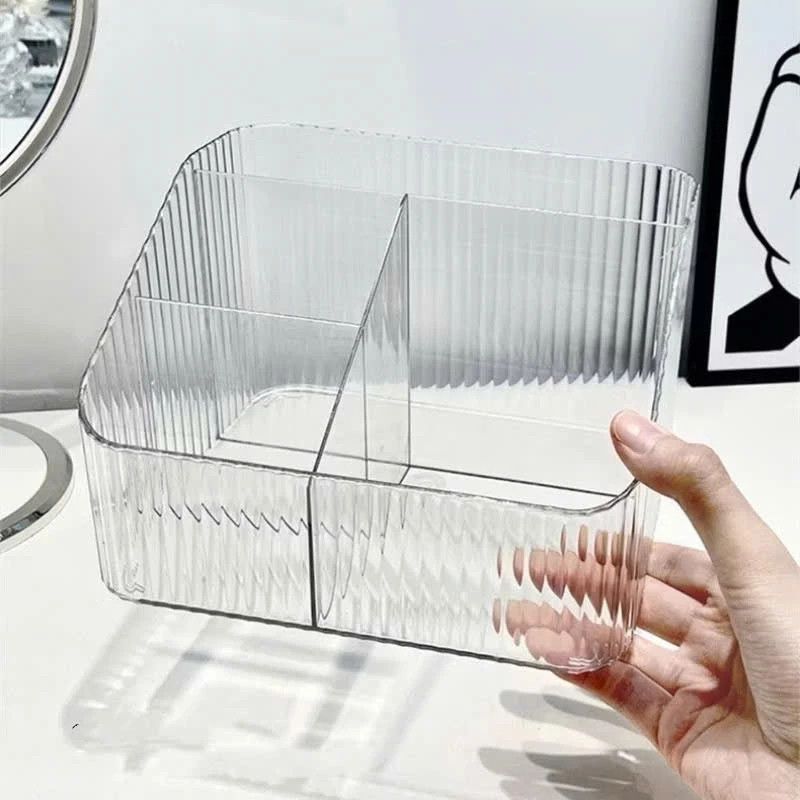 Lacshop meka กล่องเครื่องสําอางตั้งโต๊ะมัลติฟังก์ชั่น 4 ช่อง กล่องเก็บของแบบใสทําจากพลาสติก Arylic