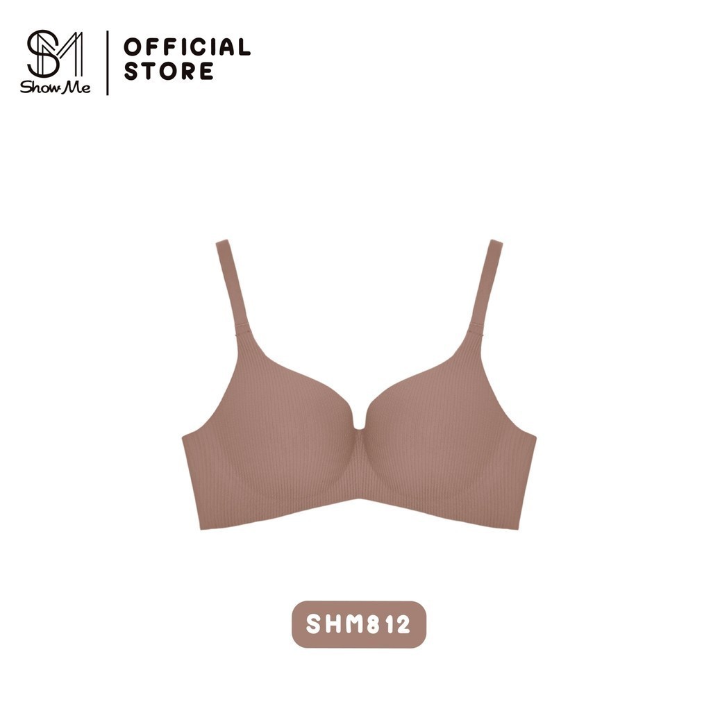 Show me เสื้อชั้นใน ไร้โครง ดันทรง กลมสวย มีตะขอหลัง รุ่น SOFTSENSE รหัส SHM812 ผ้าร่อง โอบอุ้ม ทรงส