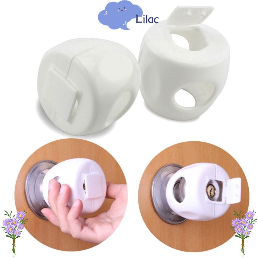 LILAC Baby Safety Door Knob Cover, Round PP Door Knob Child Proof Cover, Practical Childproof Reusab