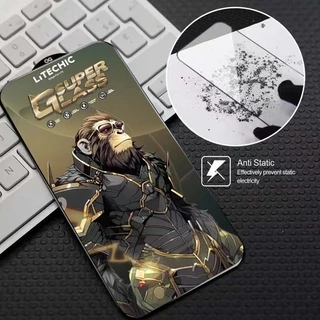 Kingkong ฟิล์มกระจก เต็มจอขอบดำ ป้องกันไฟฟ้าสถิตย์ ส่วนโค้งขนาดใหญ่ สำหรับ for IPhone15 promax 14 XR 11 12 13 16 promax