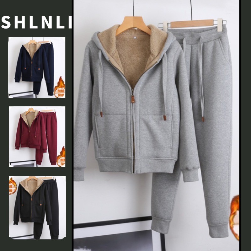 ชุดแจ็คเก็ตแขนยาวและตุ๊กตาหนาสำหรับฤดูหนาว สไตล์เรียบง่าย สีทึบ