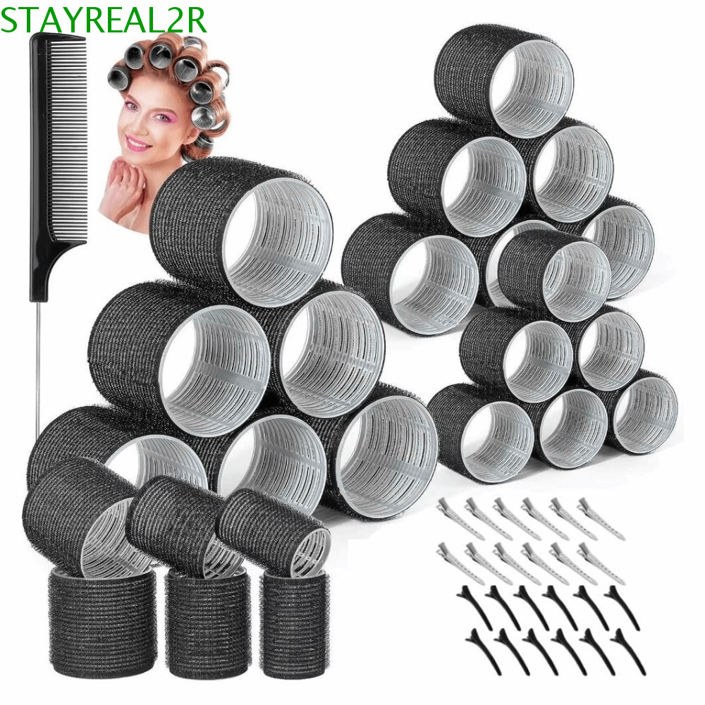 STAYREAL2R 50 ชิ้น Curly Hair Roller, น้ําหนักเบา 4 ขนาด Rollers Self-Grip Hair Rollers ชุด, Bang Ro
