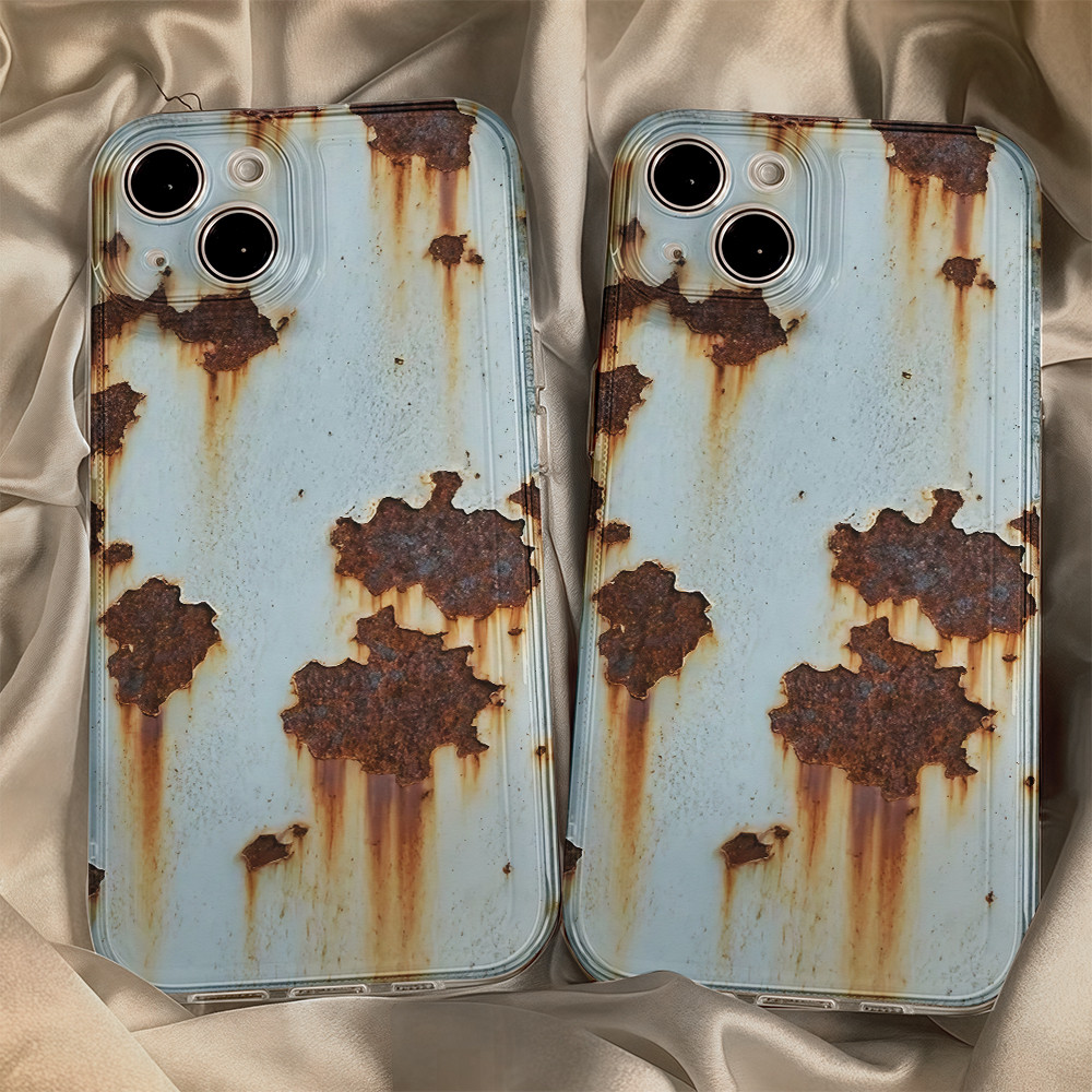 ส่งจากไทย เคสไอโฟน13 ลายสนิม สีดำไล่อ่อน เท่ เคสมือถือครอบใส For IPhone 11 13 12 14 15 16 Pro 8 7Plus X XR XS Max SE2020