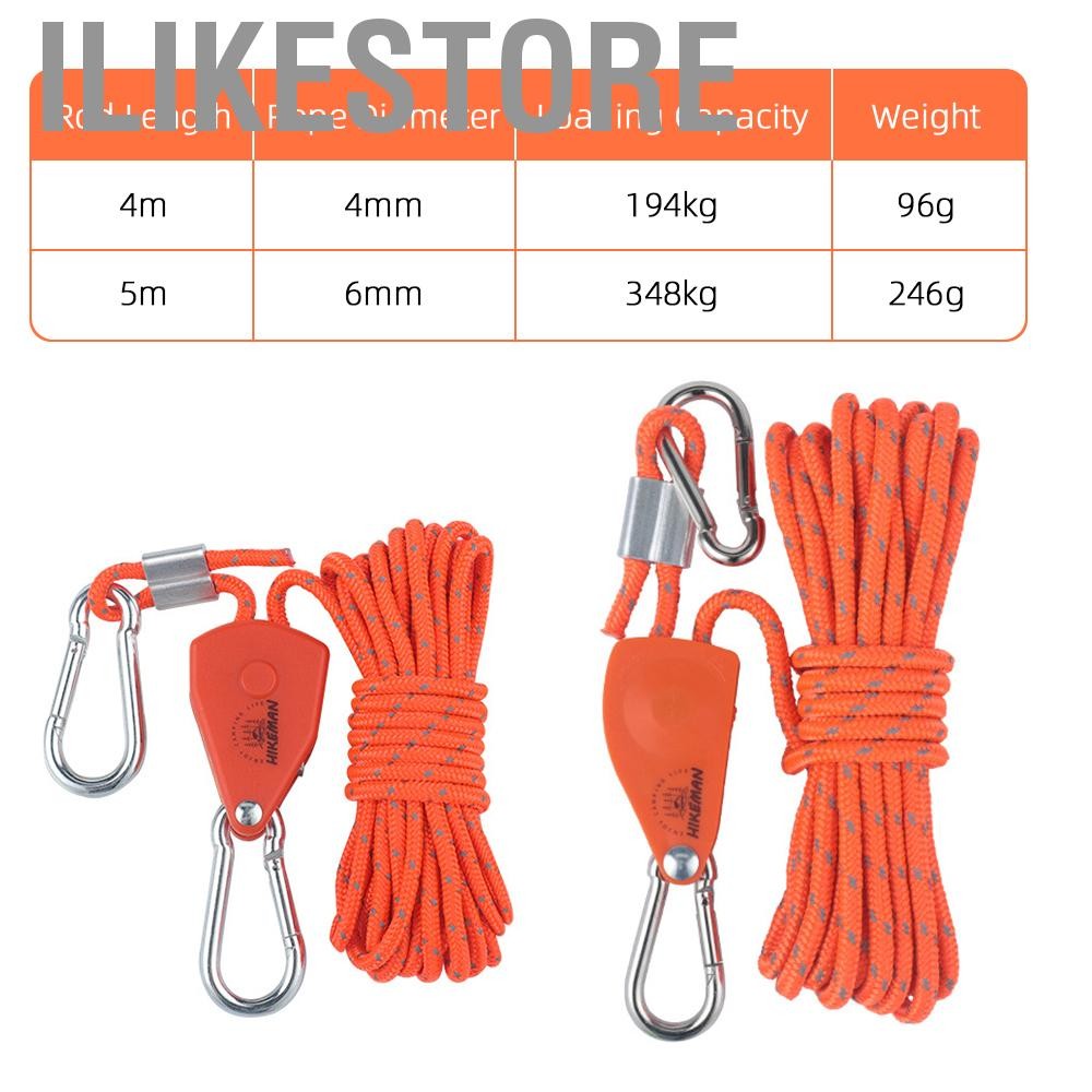 Ilikestore 4meters/5meters Tent Rope Clip Haym