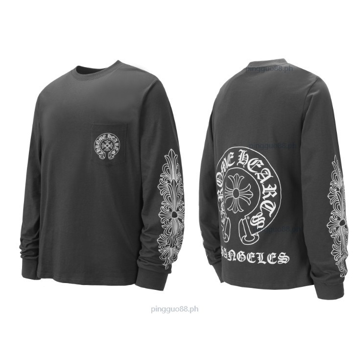 เสื้อยืดแขนยาว Scroll Horseshoe พิมพ์ลายสันสกฤต