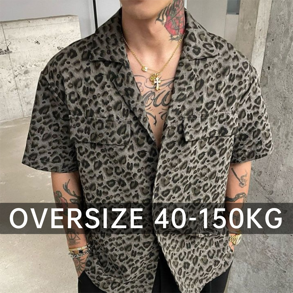 Oversize Mens American Cuban Collar Short-Sleeved Shirt Men Loose Vacation Hawaiian Style Casual Mens Shirt