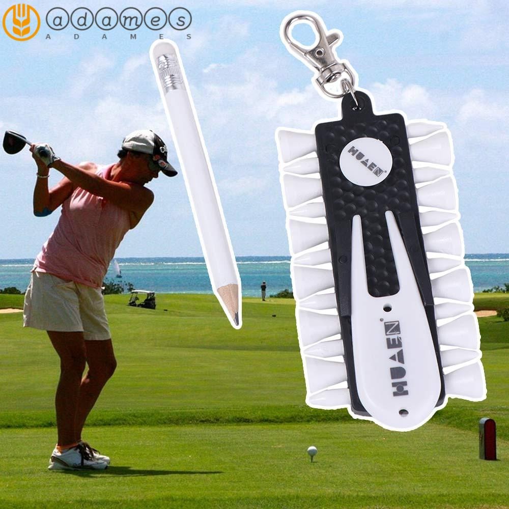 ADAMES Golf Tees Rack, Divot Repair เครื่องมืออุปกรณ์กอล์ฟ Tees ผู้ถือ, แบบพกพา 12 ชิ้น Tees เครื่อง