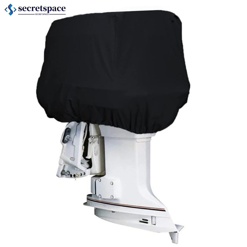 SECRETSPACE 15-250HP 210D มอเตอร์กันน้ําเครื่องยนต์เรือยอชท์ครึ่งนอก Anti UV ผ้าคลุมกันฝุ่นสีดํา Silver Marine เครื่องยนต์ป้องกันผ้าใบ V1Y4