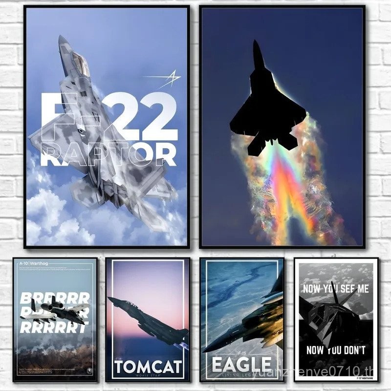 American Fighter A10 F22 F14 F15 F16 Apache โปสเตอร์ Sticky Wall Art การพิมพ์กันน้ํา Home Living Bed