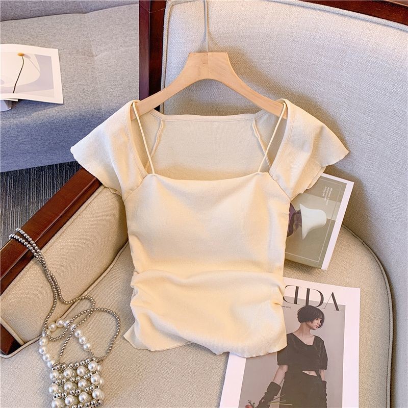 เวอร์ชั่นเกาหลีเสื้อยืดแขนสั้นสไตล์เกาหลีสําหรับผู้หญิง2024ฤดูร้อนฤดูร้อนกางเกงขายาวลําลองคอปกหญิง 2