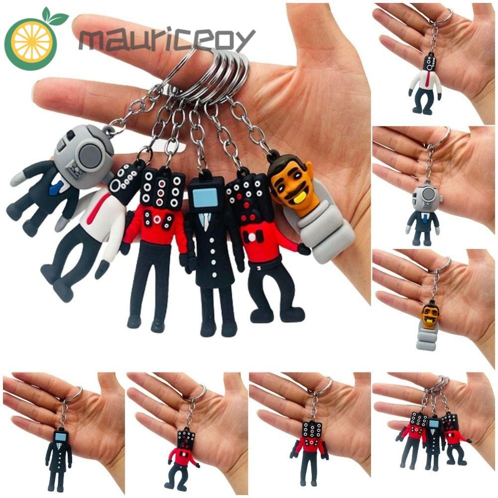 MAURICEOYA อะนิเมะ Skibidi พวงกุญแจห้องน้ํา, Skibidi ห้องน้ําทีวี Man Camara Man Skibidi Dop ของเล่นจี้,อะนิเมะคอสเพลย์ PVC การ์ตูน Skibidi ห้องน้ํา PVC พวงกุญแจพวงกุญแจแหวนของขวัญ