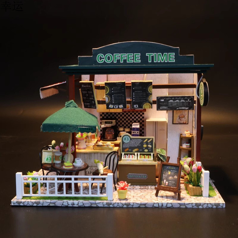 [Time Coffee House] diy Hut Assembly Model Handmade Mini House DIY Kit