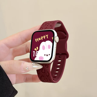 สายแกะสลักซิลิโคน for iWatch Apple Watch Ultra/SE 3 2 Series 11 10 9 8 7 6 5 4 3 49มม. 46มม. 45มม. 41 44 40มม. 42มม. 38