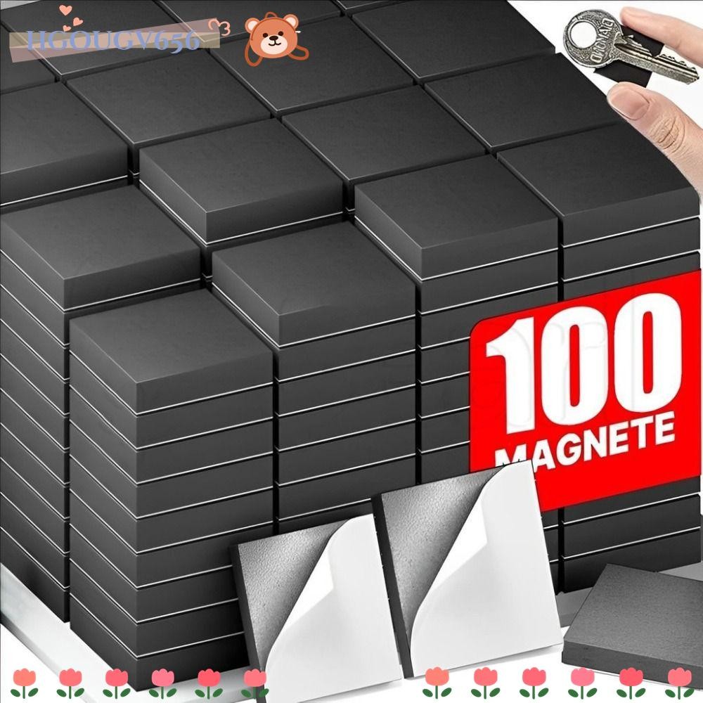 HGOUGVT 50/100 ชิ้นแม่เหล็กสติกเกอร์, Self-กาวสแควร์แม่เหล็กแผ่น,กาว Backing สติกเกอร์กระดานดําแบบยืดหยุ่นสําหรับตู้เย็นสํานักงานกระดานดําภาพนามบัตร