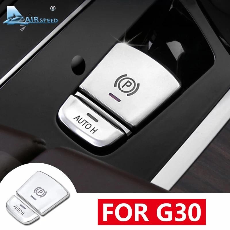 AIRSPEED 2 ชิ้น ABS สําหรับ BMW 5 Series G30 อุปกรณ์เสริมภายใน Trim รถที่จอดรถเบรคปุ่มตกแต่งสําหรับ 