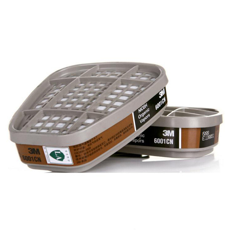 3M กล่องกรอง 6001CN ชิ้นส่วนกรองกรดอินทรีย์ 6006 องค์ประกอบตัวกรองสี่เหลี่ยมคางหมูแบบบูรณาการจับคู่ป