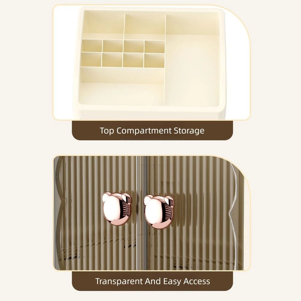 YUMLY Desktop Organizer กล่องเก็บเครื่องสําอางแบบพับได้พลาสติก Simple 2/3 ชั้นตู้เก็บสกินแคร์ความจุขนาดใหญ่ใช้ในบ้าน thumbnail 9