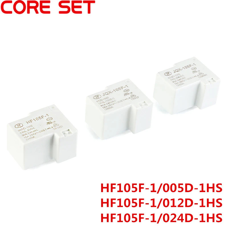 5PCS ใหม่ HF/ JQX 105F -1 005D 012D 024D -1HS 30A 240Vac 4Pin DC5V 12V 24V รีเลย์ HF105F-1-005D-1HS 