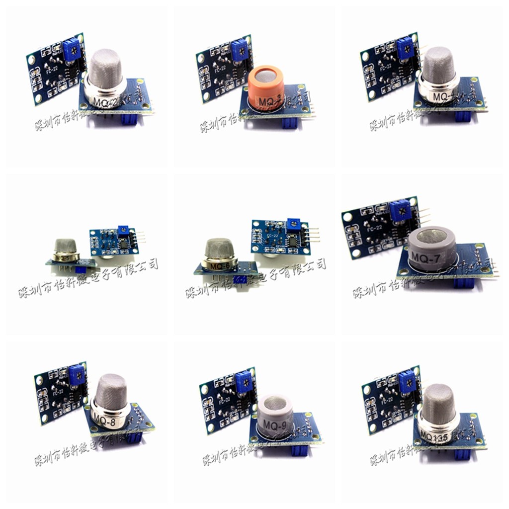 โมดูลเซ็นเซอร์ MQ-2 MQ-3 MQ-4 MQ-5 MQ-6 MQ-7 MQ-8 MQ-9 MQ135