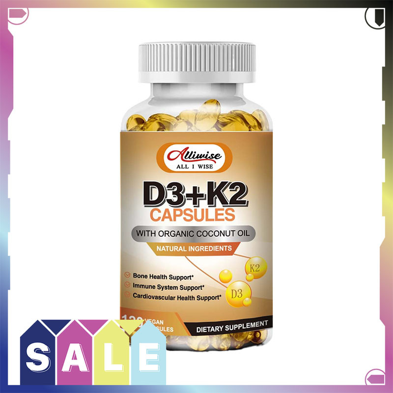 Alliwise Vitamin D3+K2 Capsules เพื่อสุขภาพหัวใจและกระดูก เสริมสร้างแคลเซียมและภูมิคุ้มกัน