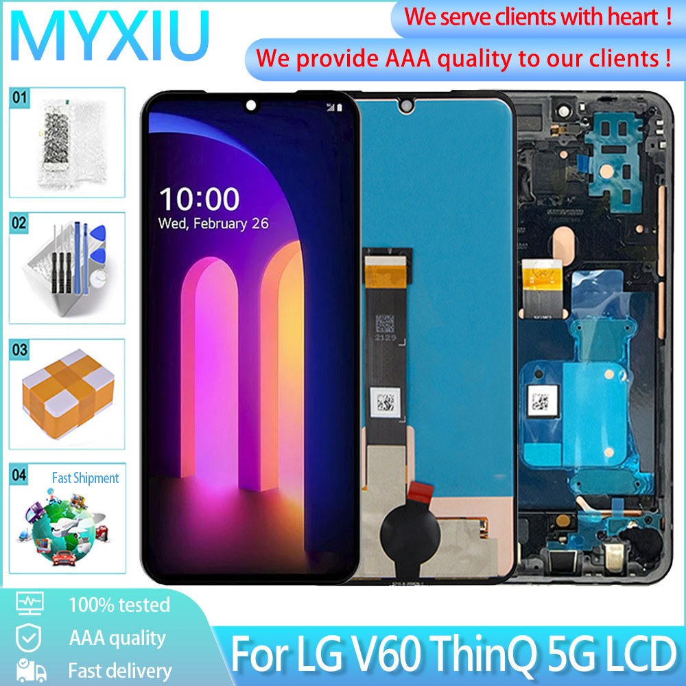 6.8 "สําหรับ LG V60 ThinQ 5G จอแสดงผล LCD Touch Screen Digitizer Assembly สําหรับ LG V60 A001LG LM-V