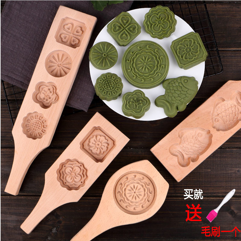 Premium Selection#Wooden Mooncake Mold Mung Bean Pastry Making Pumpkin Cake Dough Steamed Flower Pat