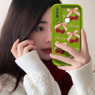 TPU ซิลิโคนนุ่มเคสโทรศัพท์สําหรับ VIVO Y12 1940 1906 1904 1902 1901 Y17 Y15 Y12i Y3S2020 Y11 Y20 Y20S Y20T Y12S Y11S Y11S Y20i Y12A แฟชั่นเชอร์รี่โบว์ป้องกันกรณีเชอร์รี่