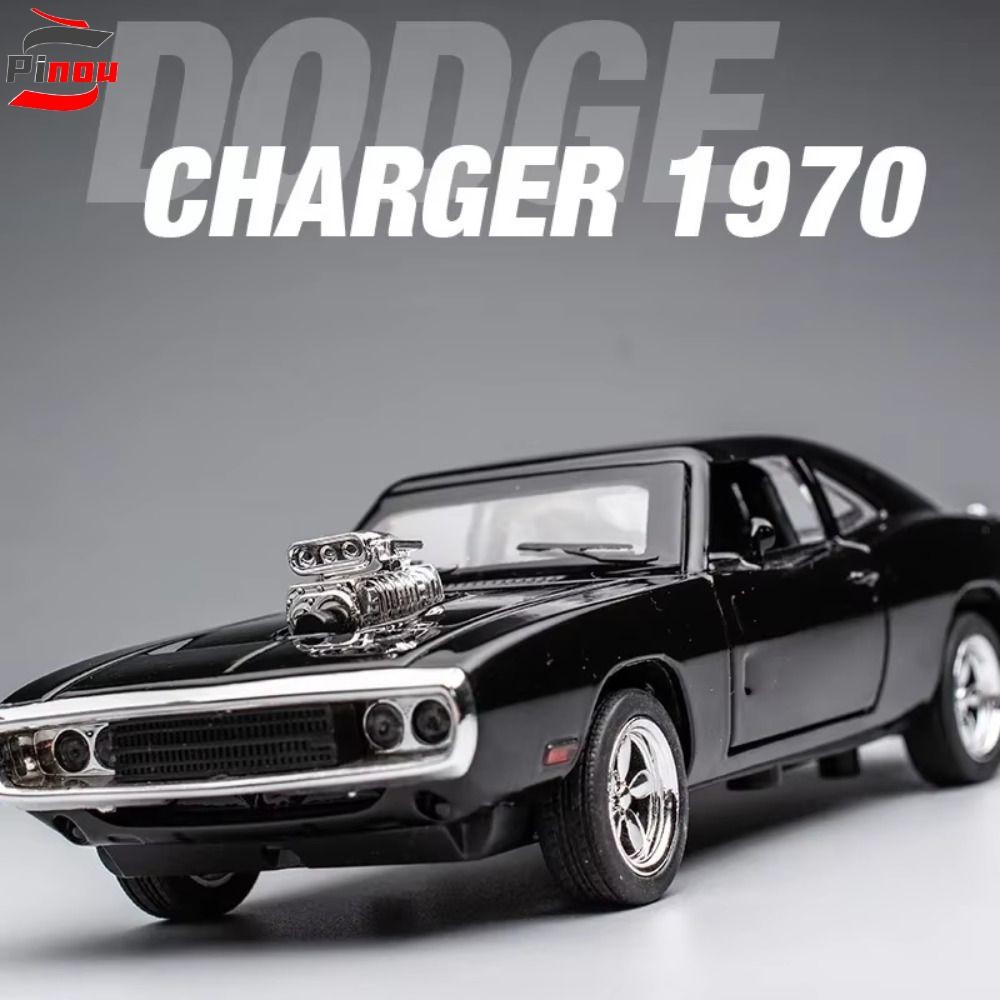 PINOU Dodge Charger รถ, 1:32 Fast & Furious Dodge Charger ของเล่น,คอลเลกชันจําลองรถกระบะกล้ามเนื้อรถ