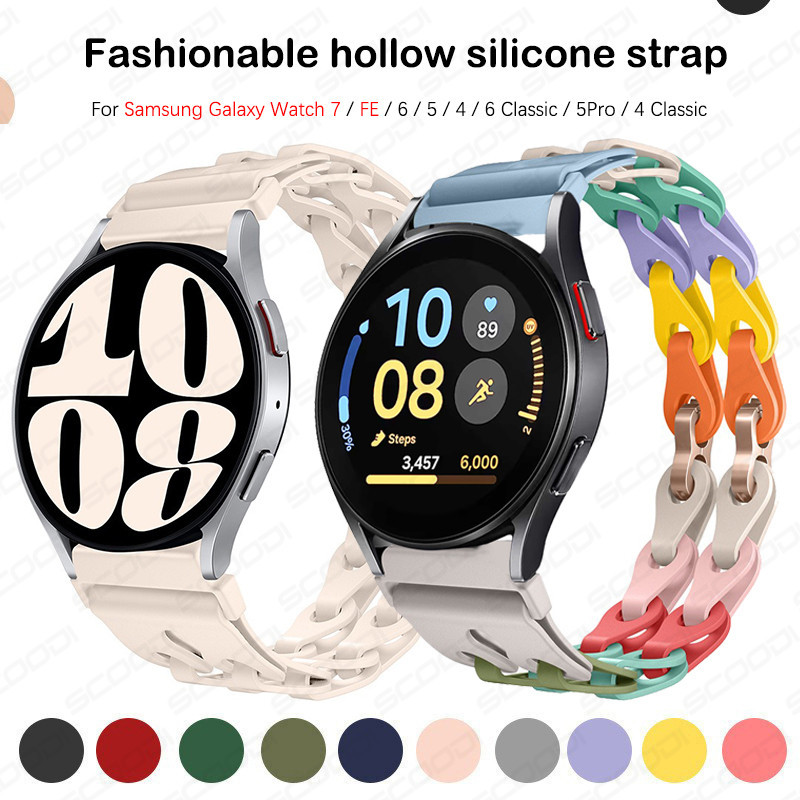 Hollow Out สายซิลิโคนสําหรับ Samsung Galaxy Watch 7 FE 6 5 4/นาฬิกา 6 คลาสสิก 5Pro 4Classic สร้อยข้อมือคู่สีสันสดใสสายรัดข้อมือกีฬา
