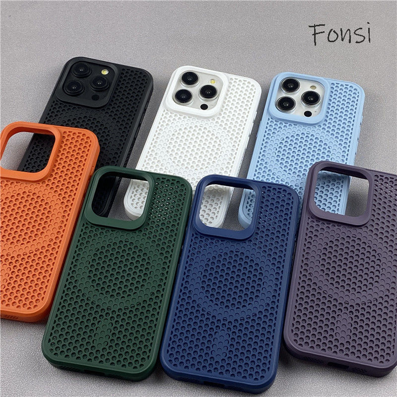 เคสโทรศัพท์มือถือแม่เหล็กระบายความร้อนระบายอากาศรังผึ้งเหมาะสําหรับฝาหลังป้องกันการตกของ ไอโฟน 11 12 13 14 15 มือโปร สูงสุด