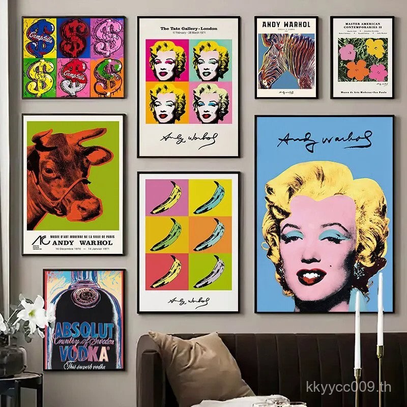 Andy Warhol Marilyn Monroe นิทรรศการผ้าใบพิมพ์ Modern Pop Art โปสเตอร์ห้องนั่งเล่น Wall Decor FTCV