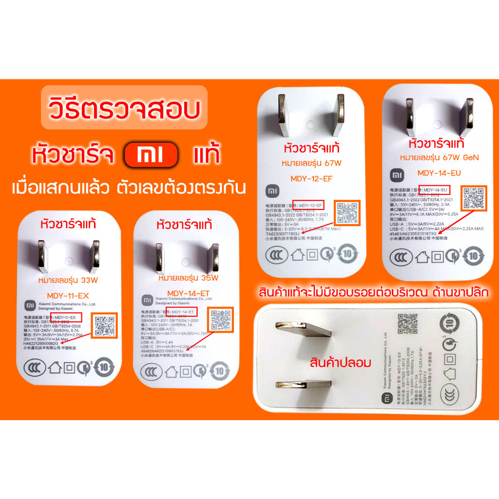 ใช้ดี [แพ็คใน 30 นาที] หัวชาร์จMI 33W Xiaomi USB Charger (33W) รุ่นชาร์จเร็ว 33W + สายชาร์จ Type-C 1