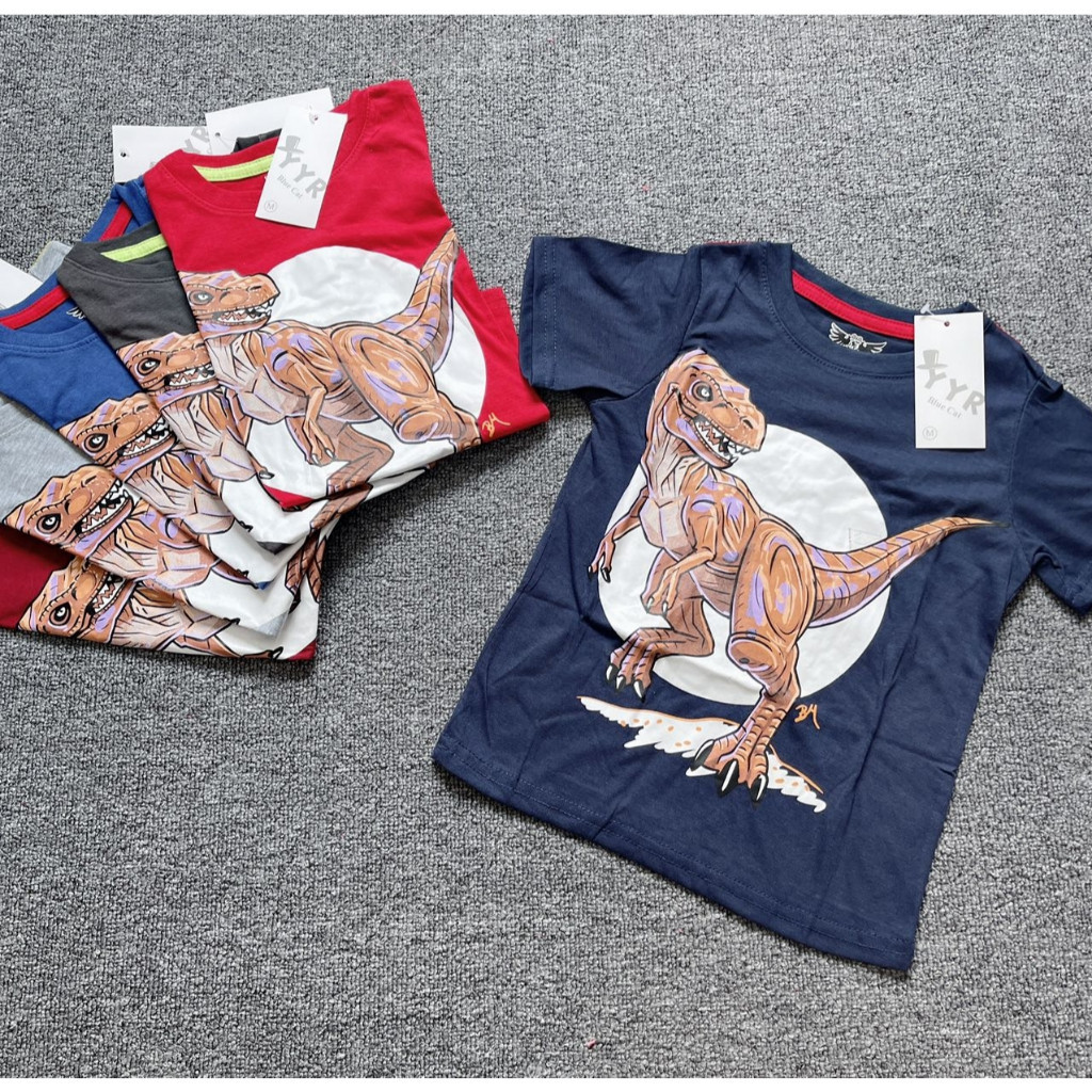 เสื้อยืดเด็ก 100cm-150cm kids boys cotton tshirt dinosaur print for 2-12yrs old