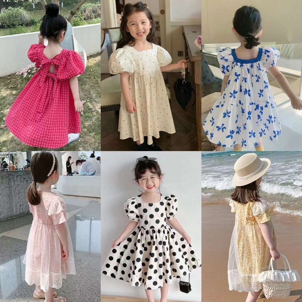 ตู้เสื้อผ้าของทารกชุดสาวชุดสาวจุดพัฟแขนลูกไม้ขึ้นชุดเจ้าหญิงชุด24ฤดูร้อนสไตล์ใหม่การค้าต่างประเทศเสื้อผ้าเด็กจัดส่ง