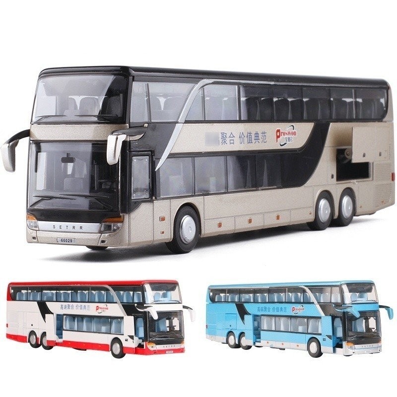 1:50 ชุดรถบัสของเล่นรถเด็กDiecastโลหะรุ่นสําหรับเด็กดึงกลับMiniature Sound Lightการศึกษาคอลเลกชันของขวัญ