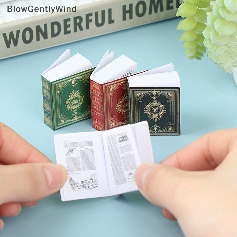 Blowgentlywind 1:12 Dollhouse Miniature Book Classic Flip Book Model ฉากอุปกรณ์ตกแต่ง BGW